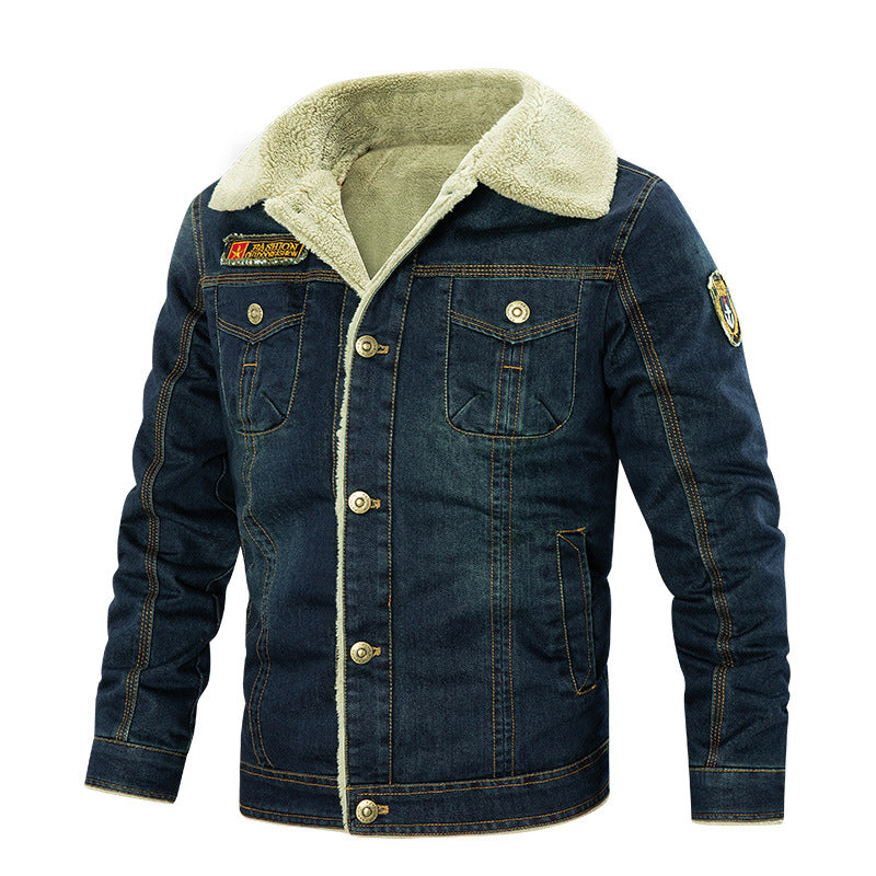 Fleece denim multi-pocket jacket Designs By CRF