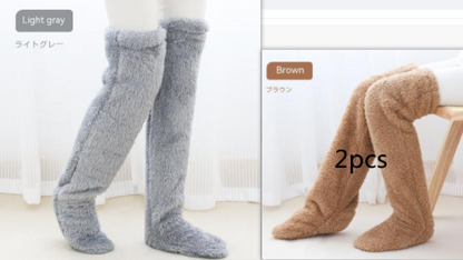 Over Knee High Fuzzy Long Socks Winter Warm Cold Leg Knee Joint Cold-proof Stockings Home Floor Sleeping Socks - Designs By CRF