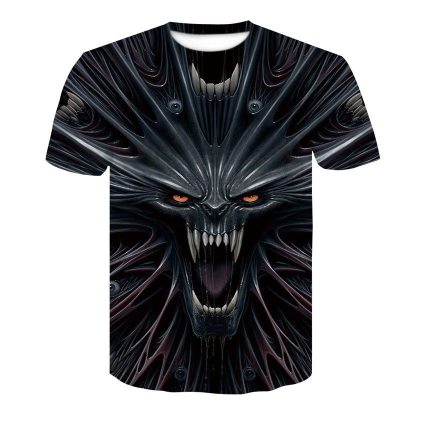 Men's T-Shirt 3d Skull Poker-Fashion Round-Neck Short-Sleeved Summer Fun Street Casual Designs By CRF