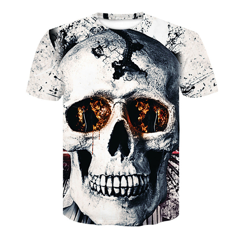 Men's T-Shirt 3d Skull Poker-Fashion Round-Neck Short-Sleeved Summer Fun Street Casual Designs By CRF