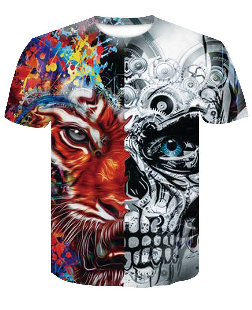 Men's T-Shirt 3d Skull Poker-Fashion Round-Neck Short-Sleeved Summer Fun Street Casual Designs By CRF