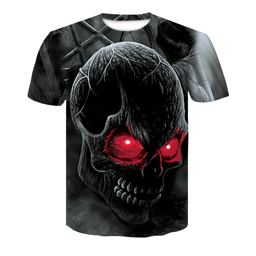 Men's T-Shirt 3d Skull Poker-Fashion Round-Neck Short-Sleeved Summer Fun Street Casual Designs By CRF