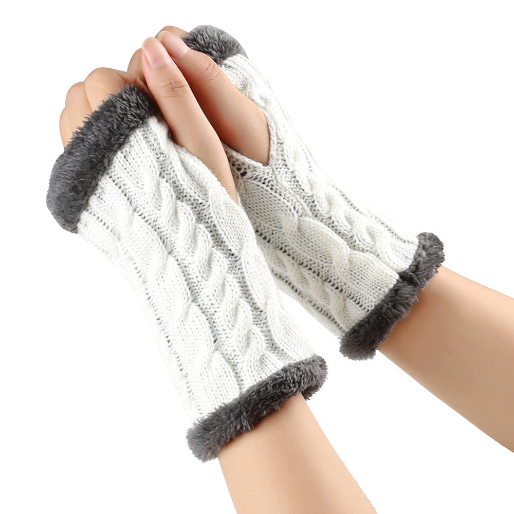 Winter Plush Twist Knitted Fingerless Fleece Gloves - Designs By CRF