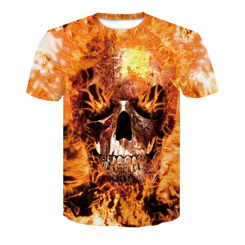 Men's T-Shirt 3d Skull Poker-Fashion Round-Neck Short-Sleeved Summer Fun Street Casual Designs By CRF