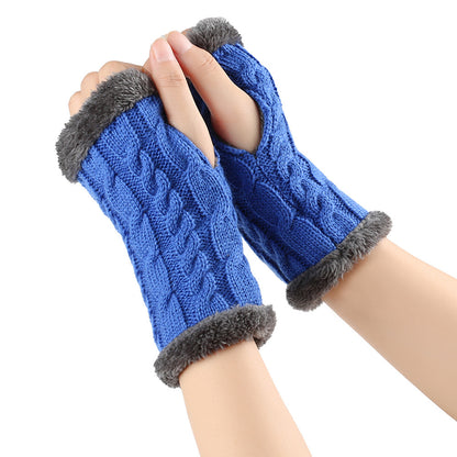 Winter Plush Twist Knitted Fingerless Fleece Gloves - Designs By CRF