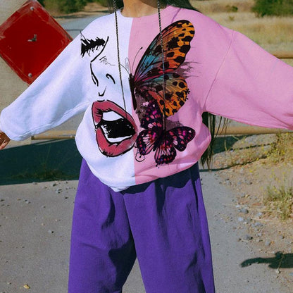 Colorful Tie-Dye Butterfly Print Sweatshirt Designs By CRF