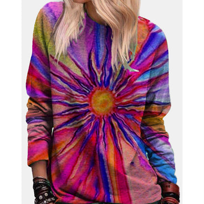 Loose Round Collar Tie-dyed With Gradient, Colorful 3D Digital Print Hoodie Designs By CRF