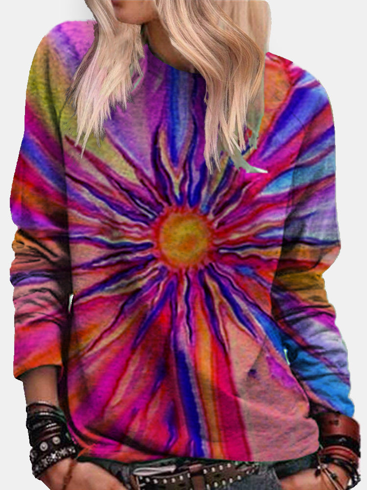 Loose Round Collar Tie-dyed With Gradient, Colorful 3D Digital Print Hoodie Designs By CRF