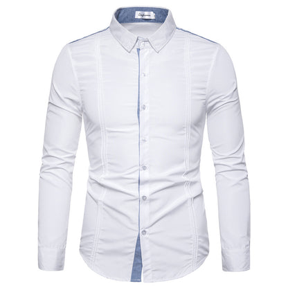 Korean Version Of Slim Solid Color Lapel White Shirt Men's Professional Inch Shirt