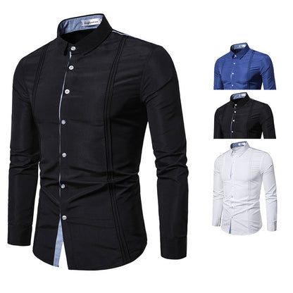 Korean Version Of Slim Solid Color Lapel White Shirt Men's Professional Inch Shirt