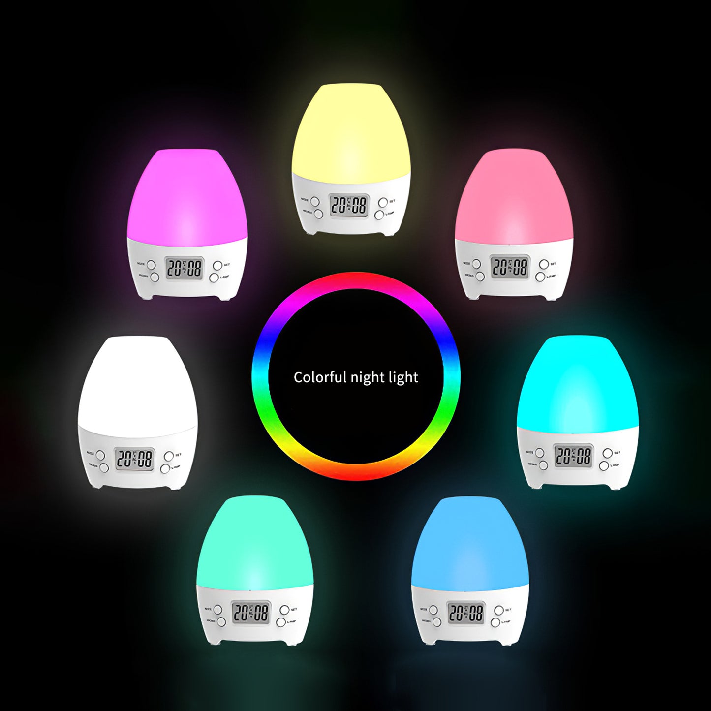 Electric Air Humidifier Aroma Lamp Colorful LED Night Light with Alarm Clock Aroma Diffuser Mist Maker