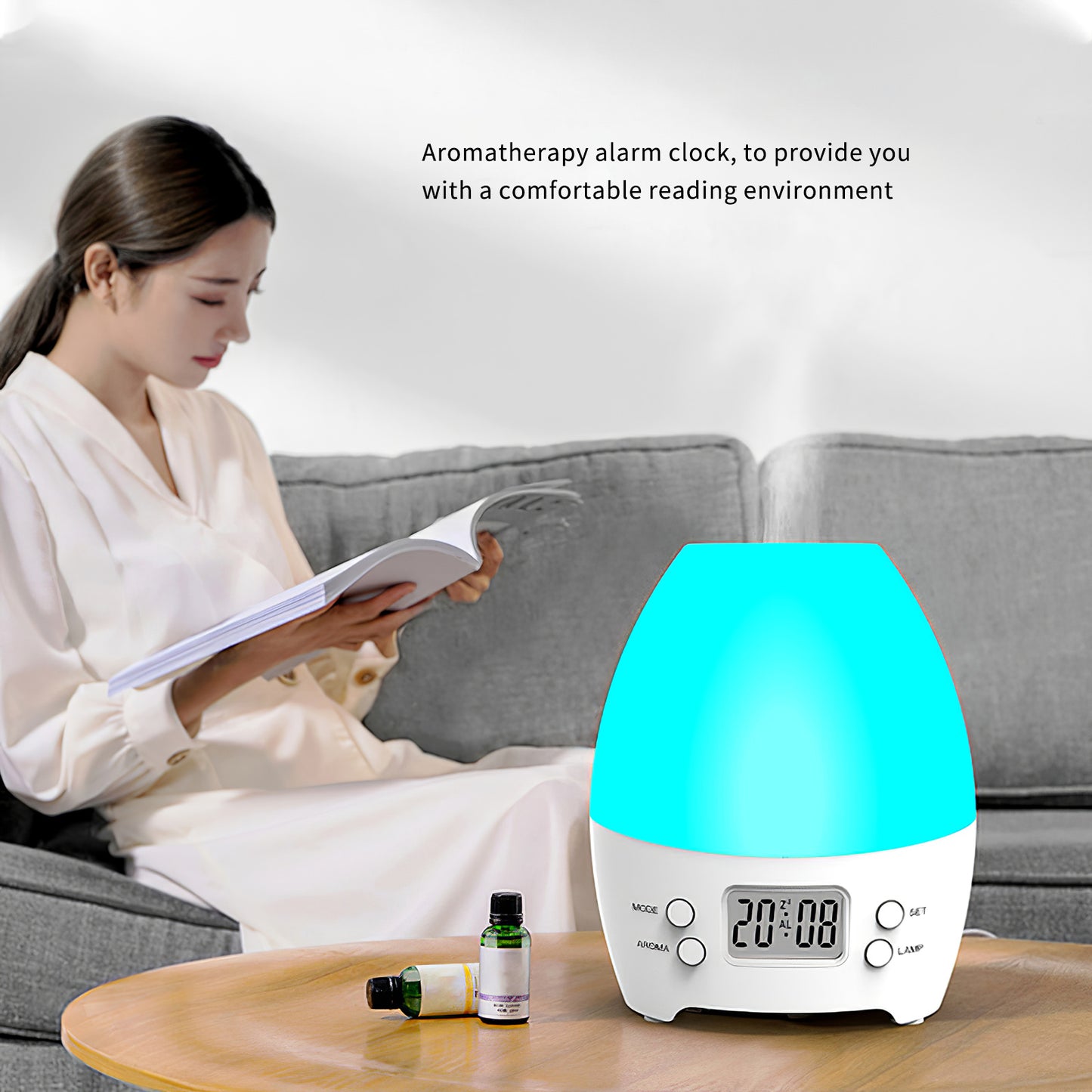 Electric Air Humidifier Aroma Lamp Colorful LED Night Light with Alarm Clock Aroma Diffuser Mist Maker