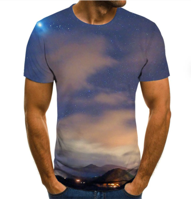 Starry Sky 3D Digital Printing T Shirt Men's Short Sleeves Designs By CRF