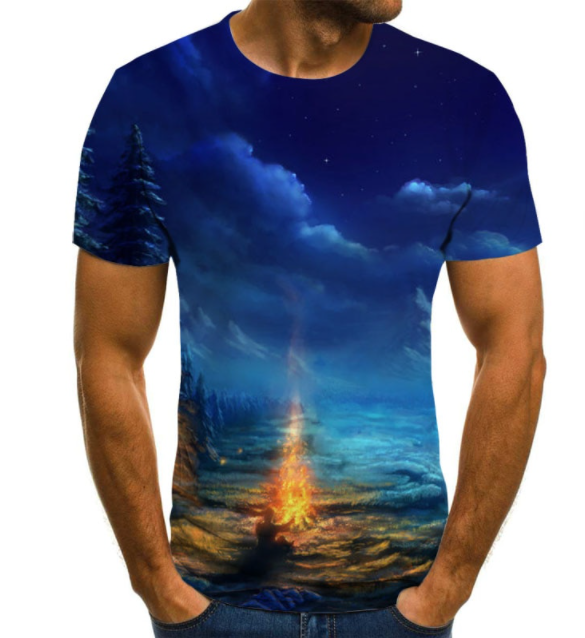 Starry Sky 3D Digital Printing T Shirt Men's Short Sleeves Designs By CRF