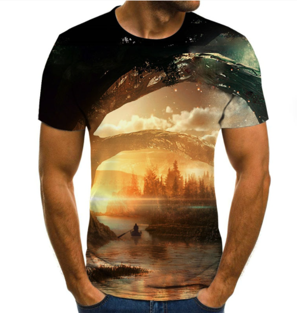 Starry Sky 3D Digital Printing T Shirt Men's Short Sleeves Designs By CRF