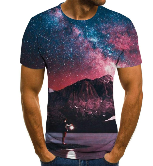 Starry Sky 3D Digital Printing T Shirt Men's Short Sleeves Designs By CRF