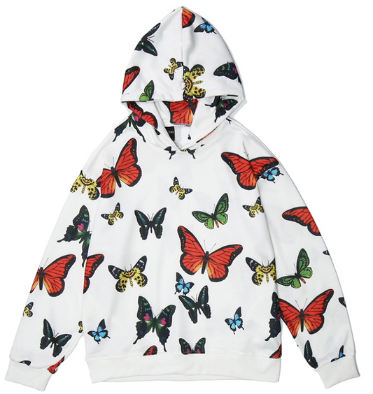 Butterfly Print Loose Hoodie Designs By CRF