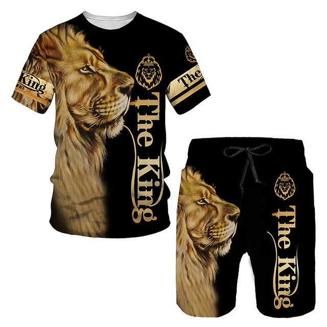 3D Printed T Shirt Set Fashion Men's Lion Sportswear - Designs By CRF