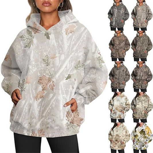 Women's Camouflage Hoodie Maple Leaf Print Oversized Sports Hoodie Designs By CRF