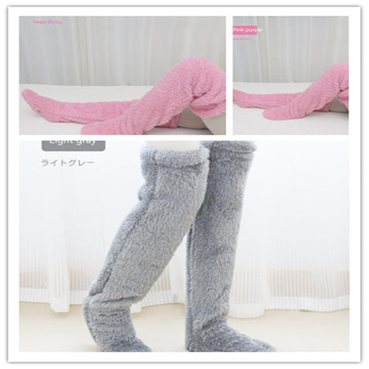 Over Knee High Fuzzy Long Socks Winter Warm Cold Leg Knee Joint Cold-proof Stockings Home Floor Sleeping Socks - Designs By CRF