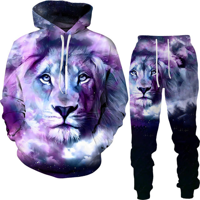 Men's Hoodie and Jogger Set - Lion & Tiger designs - Designs By CRF