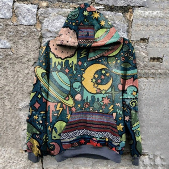 Space Inspired Printed Men's Fleecy Hoodie - Designs By CRF