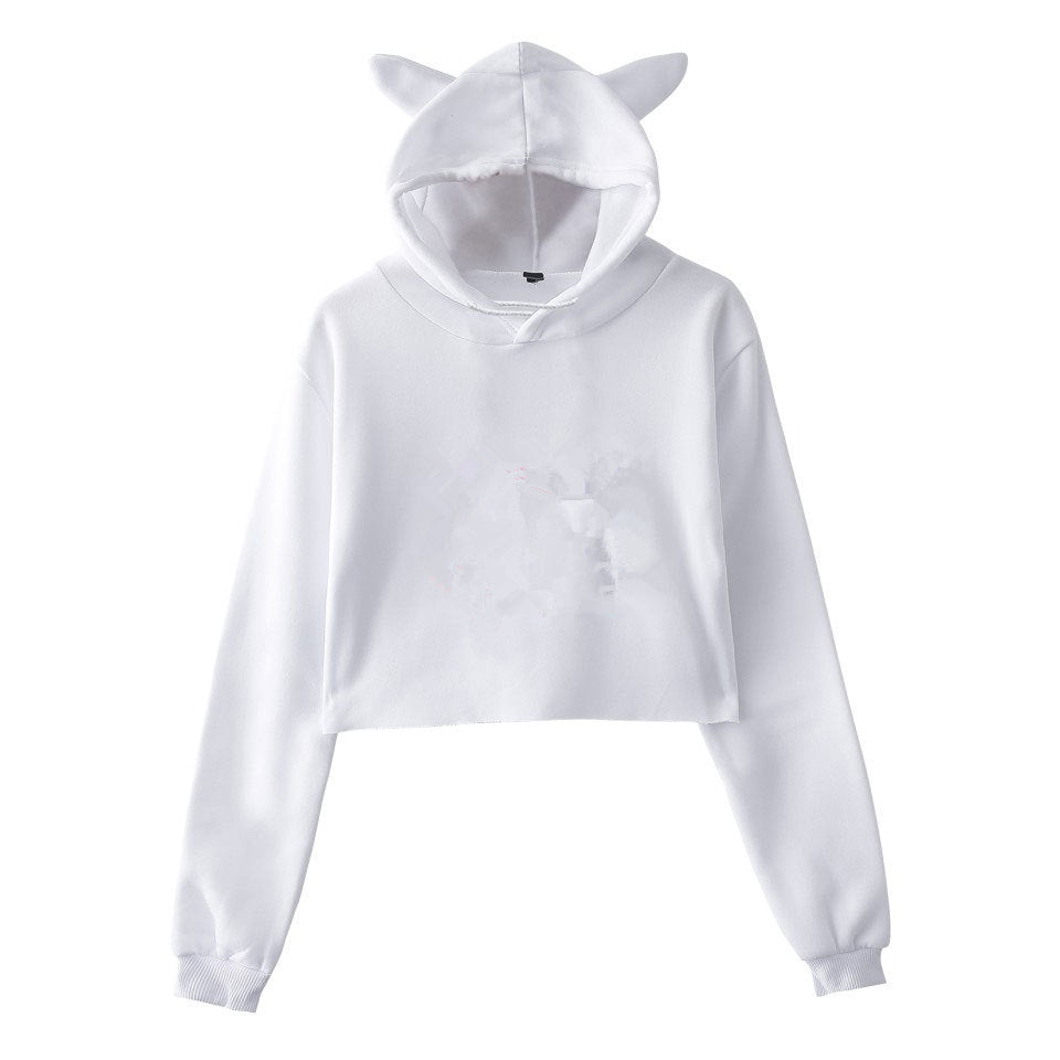 Crop Top Hoodie with Cat Ears