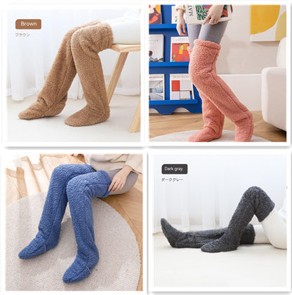 Over Knee High Fuzzy Long Socks Winter Warm Cold Leg Knee Joint Cold-proof Stockings Home Floor Sleeping Socks - Designs By CRF