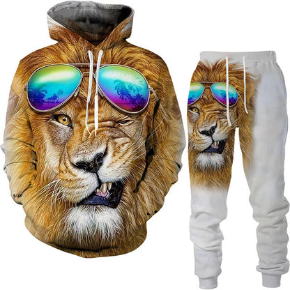 Men's Hoodie and Jogger Set - Lion & Tiger designs - Designs By CRF