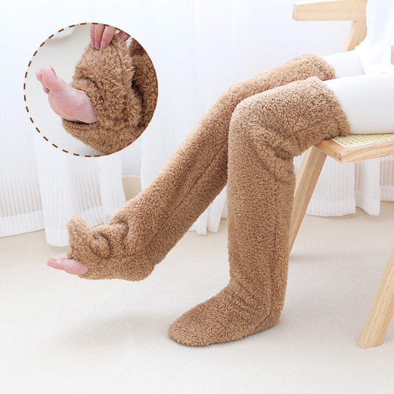 Over Knee High Fuzzy Long Socks Winter Warm Cold Leg Knee Joint Cold-proof Stockings Home Floor Sleeping Socks - Designs By CRF