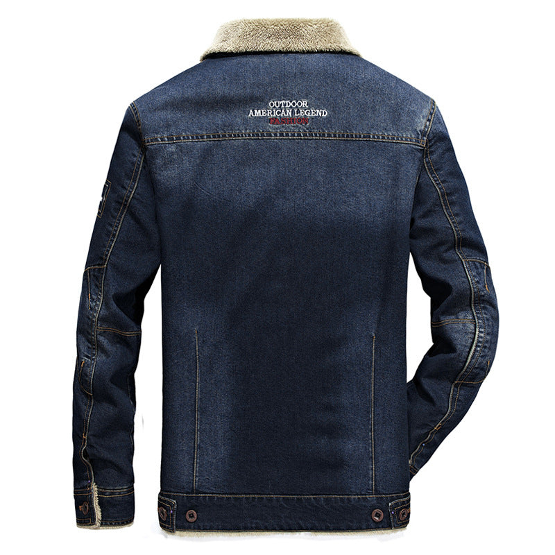 Fleece denim multi-pocket jacket Designs By CRF