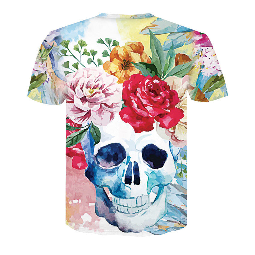 Men's T-Shirt 3d Skull Poker-Fashion Round-Neck Short-Sleeved Summer Fun Street Casual Designs By CRF