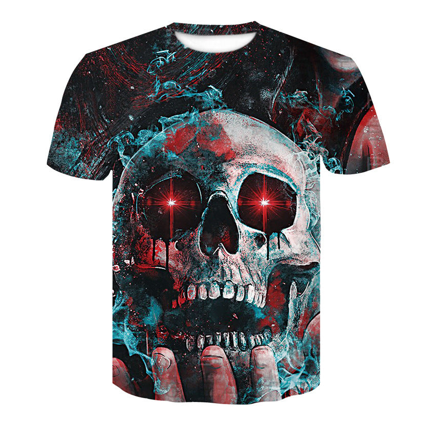 Men's T-Shirt 3d Skull Poker-Fashion Round-Neck Short-Sleeved Summer Fun Street Casual Designs By CRF