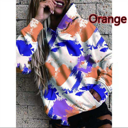 Loose Long Sleeve Pocket Print Hooded Sweatshirt Designs By CRF