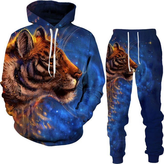 Men's Hoodie and Jogger Set - Lion & Tiger designs - Designs By CRF