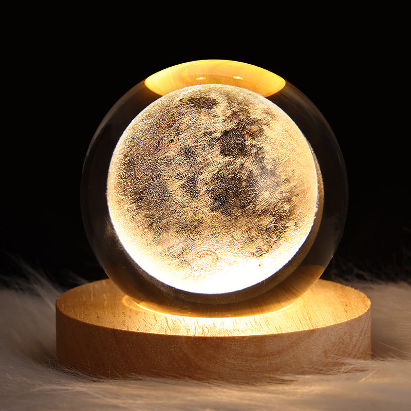 LED Night Light Galaxy Crystal Ball Table Lamp 3D Planet Moon Lamp Bedroom Home Decor For Kids Party Children Birthday Gifts - Designs By CRF