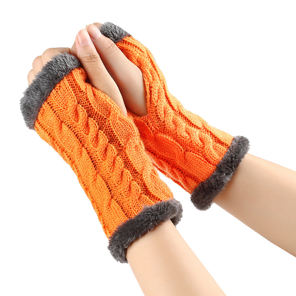 Winter Plush Twist Knitted Fingerless Fleece Gloves - Designs By CRF