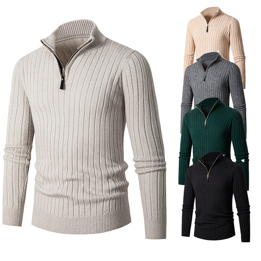 Men's Long-sleeved Half-turtleneck Zip-up Sweater - Designs By CRF