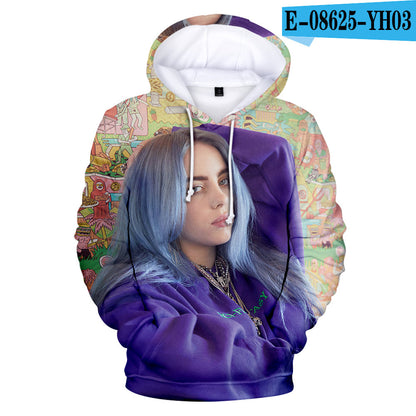 Billie Elish 3D Digital Color Hooded Hoodie Designs By CRF