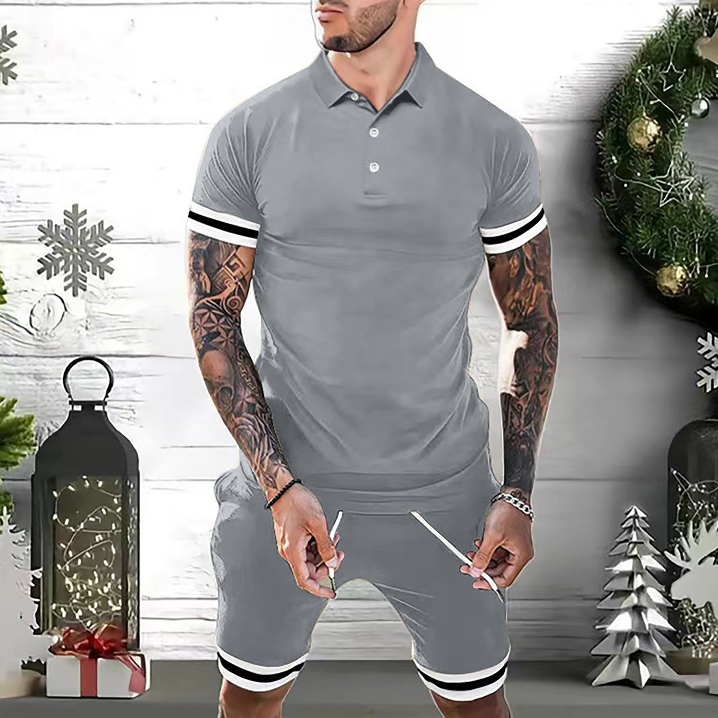 Mens Short Sets 2 Piece Outfits Polo Shirt Fashion Summer Tracksuits Casual Set Short Sleeve And Shorts Set For Men - Designs By CRF