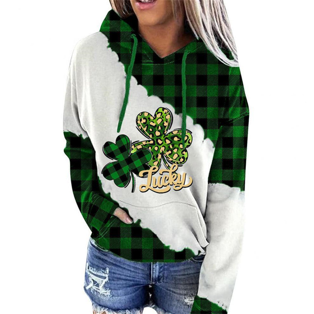 Women Sweatshirts Lucky Grass Print Streetwear Sweatshirts Hoodie Pullover Loose Casual Hooded Tops Clothes Designs By CRF