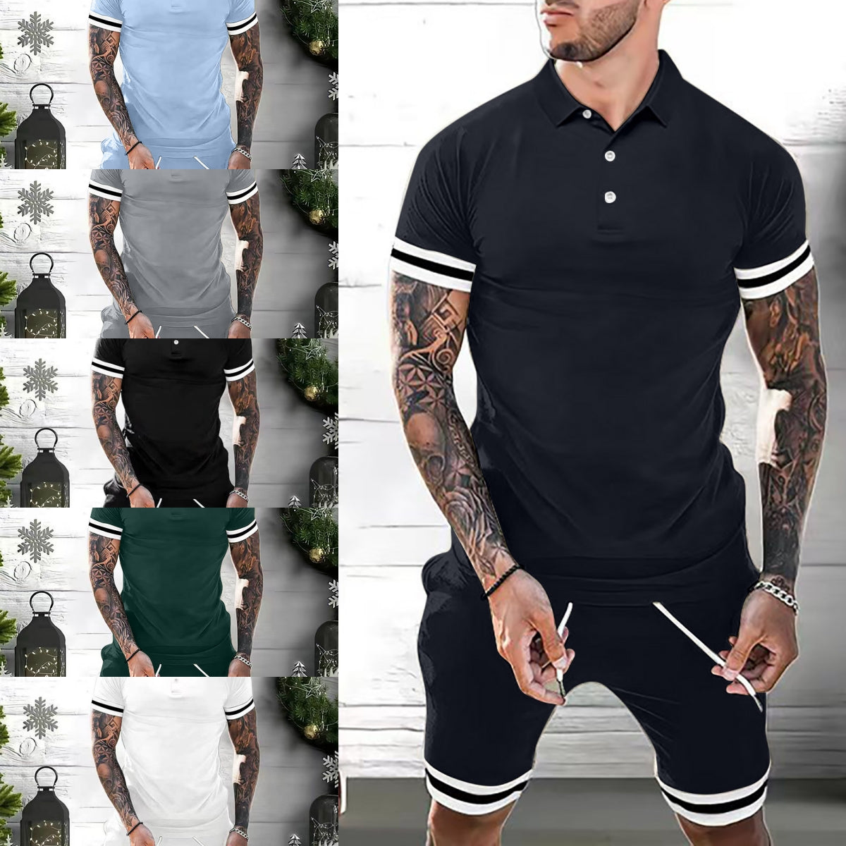 Mens Short Sets 2 Piece Outfits Polo Shirt Fashion Summer Tracksuits Casual Set Short Sleeve And Shorts Set For Men - Designs By CRF