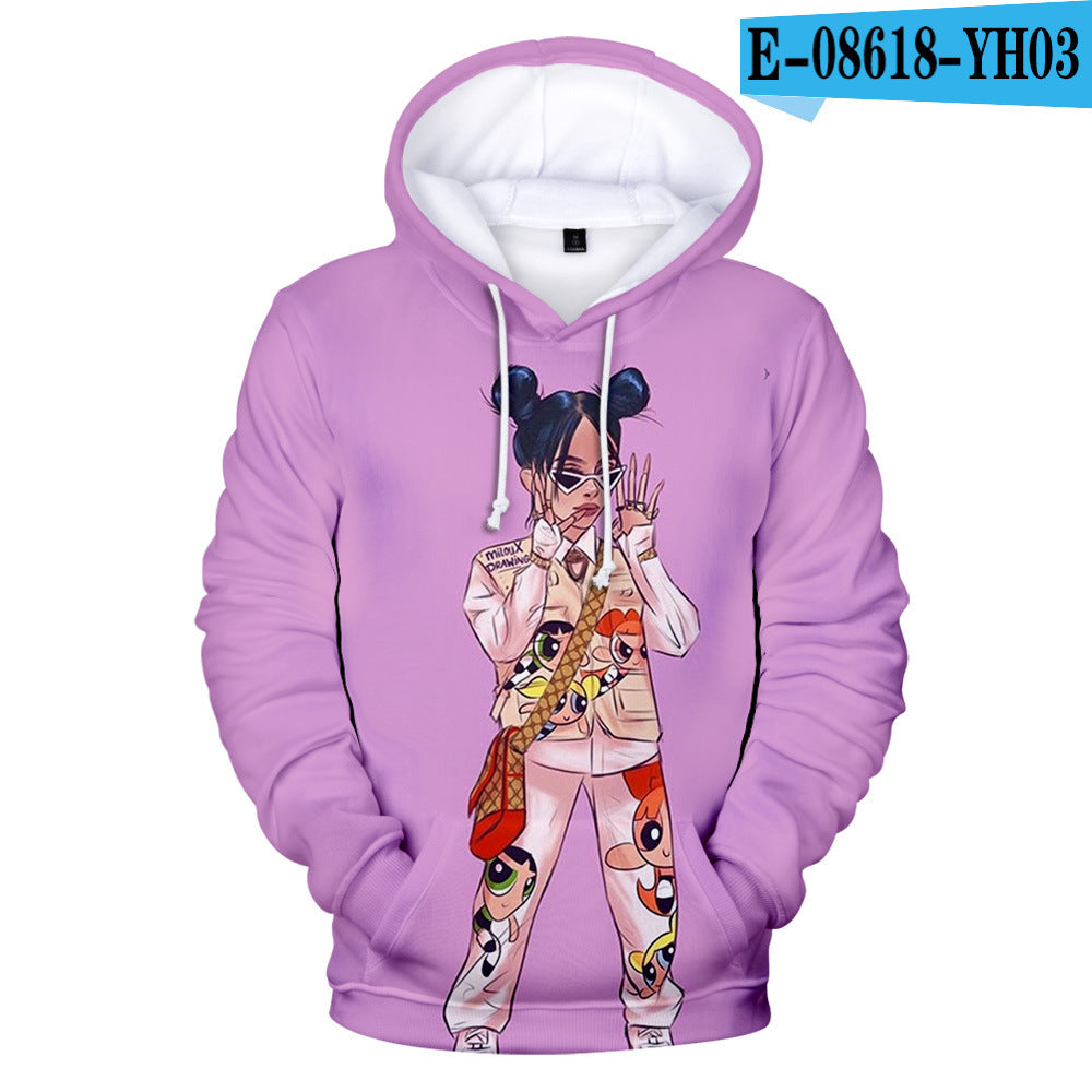 Billie Elish 3D Digital Color Hooded Hoodie Designs By CRF