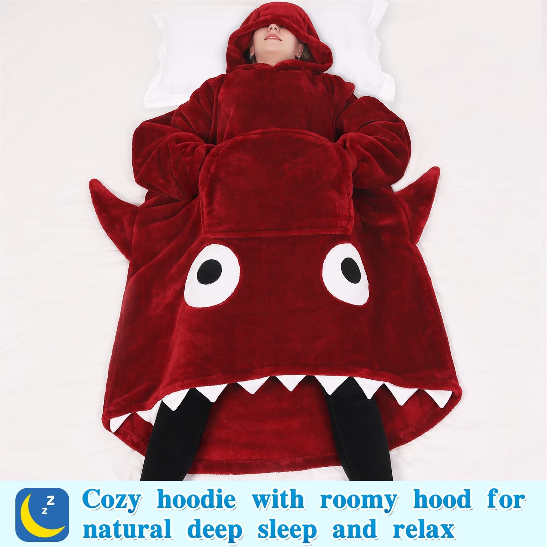 Shark Hoodie Blanket Lengthened Wide Designs By CRF