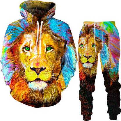 Men's Hoodie and Jogger Set - Lion & Tiger designs - Designs By CRF