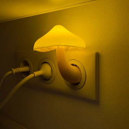 LED Night Light Mushroom Wall Socket Lamp EU US Plug Warm White Light-control Sensor Bedroom Light Home Decoration - Designs By CRF