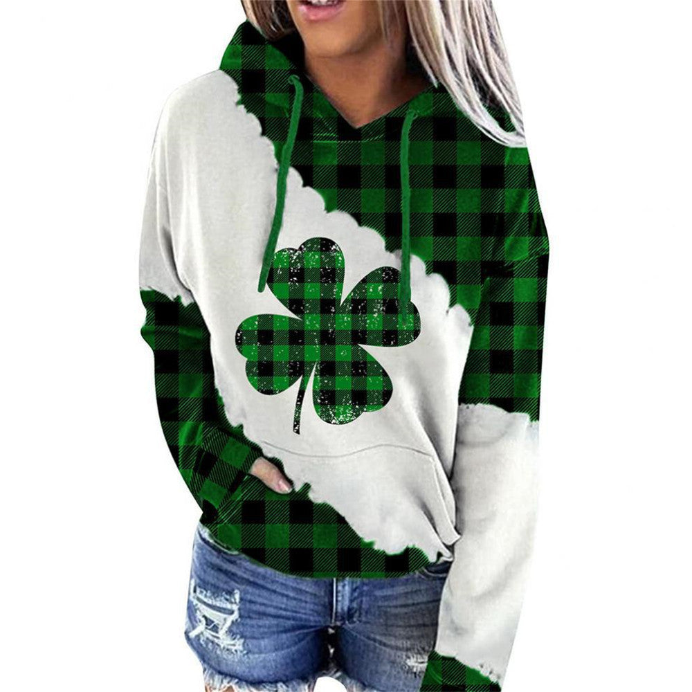 Women Sweatshirts Lucky Grass Print Streetwear Sweatshirts Hoodie Pullover Loose Casual Hooded Tops Clothes Designs By CRF