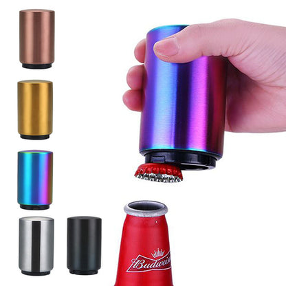 Portable Magnetic Automatic Beer Bottle Opener Bar Accessories Decor Stainless Steel Wine Can Openers with Brushed Metal - Designs By CRF