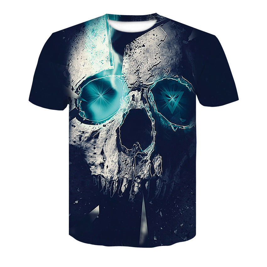 Men's T-Shirt 3d Skull Poker-Fashion Round-Neck Short-Sleeved Summer Fun Street Casual Designs By CRF