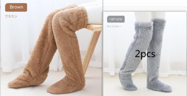 Over Knee High Fuzzy Long Socks Winter Warm Cold Leg Knee Joint Cold-proof Stockings Home Floor Sleeping Socks - Designs By CRF